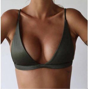 Cher Dark Green Push Up Triangle Bikini Top
